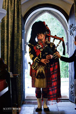 Roy playing the bagpipes at an event